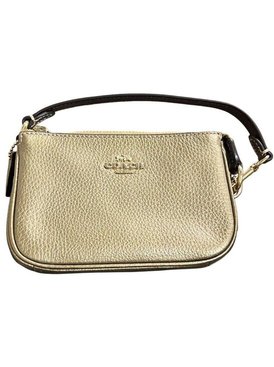 Coach Handbags - COACH METALLIC GOLD LEATHER NOLITA 15 CONVERTIBLE WRISTLET WALLET PYRITE PURSE